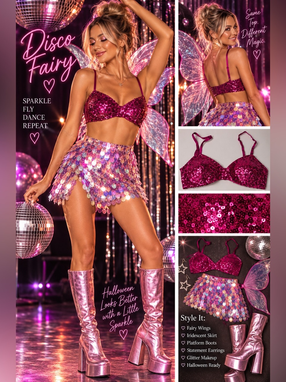 Fuchsia Sequin Bralette - 1166-1172